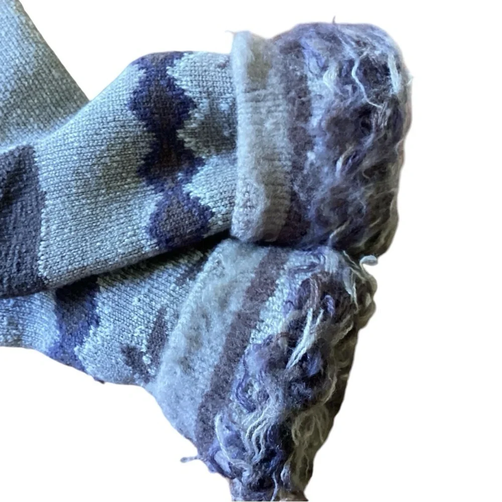 Muk Luks Thick Cozy Gripper‎ Socks, Grey & Navy - Large